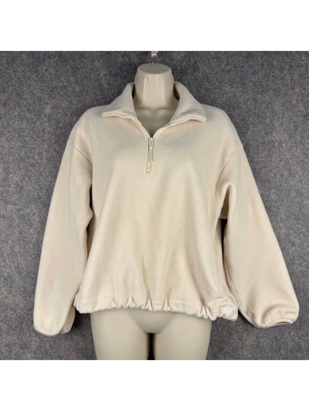 UNIQLO Fleece Half-Zip Pullover Shirt Cream Size S Mock Neck Gorpcore Cabin 435